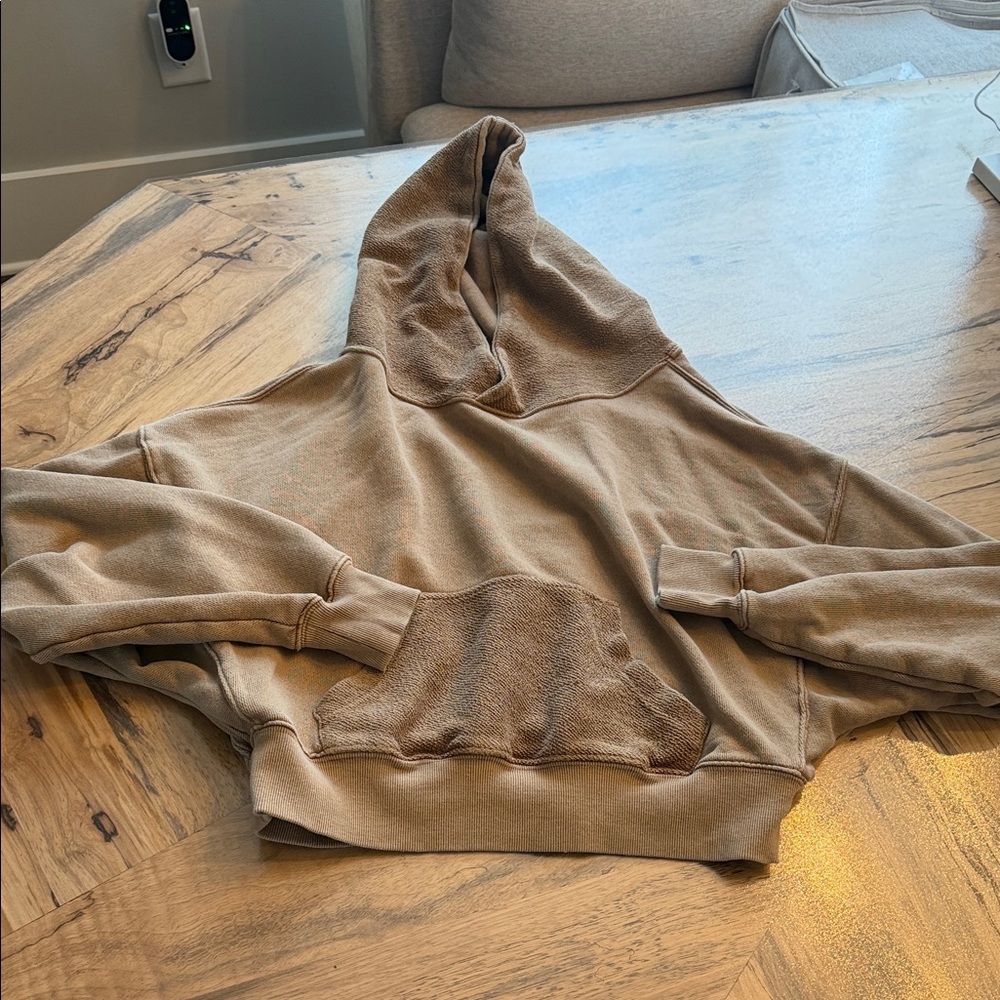 Free People Brown Tan Hooded Sweatshirt